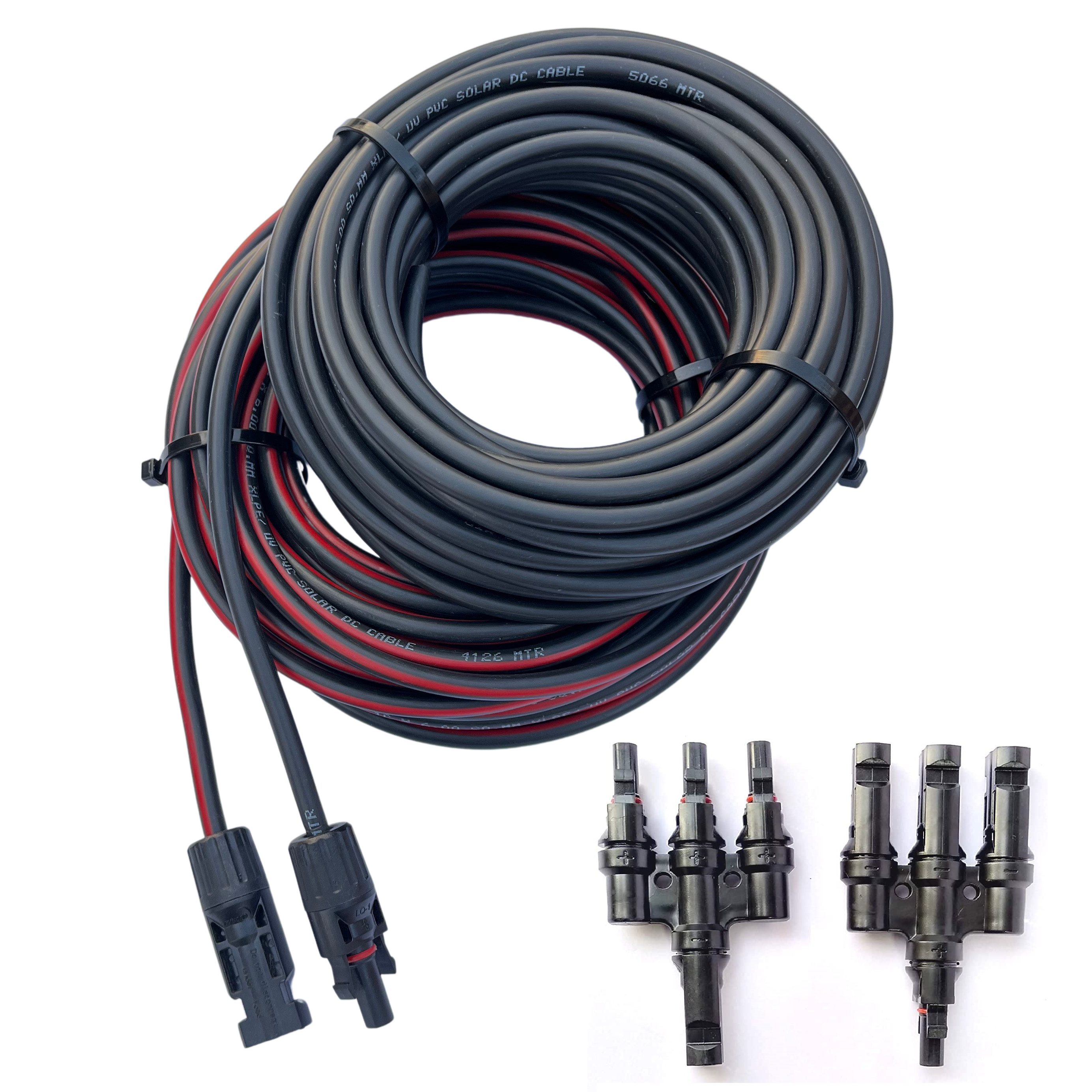 Kenbrook Solar 4 sq. mm 20 Meter DC Wire with 3 in 1 Connector (10M Red + 10M Black, with 3in1)