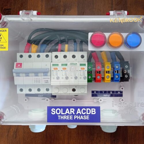 Kenbrook Solar ACDB Three Phase Inbuilt Havells AC MCB 63A, Elmex AC SPD 320V & Indicator 12kW to 27kW (3Ph 63A IND)