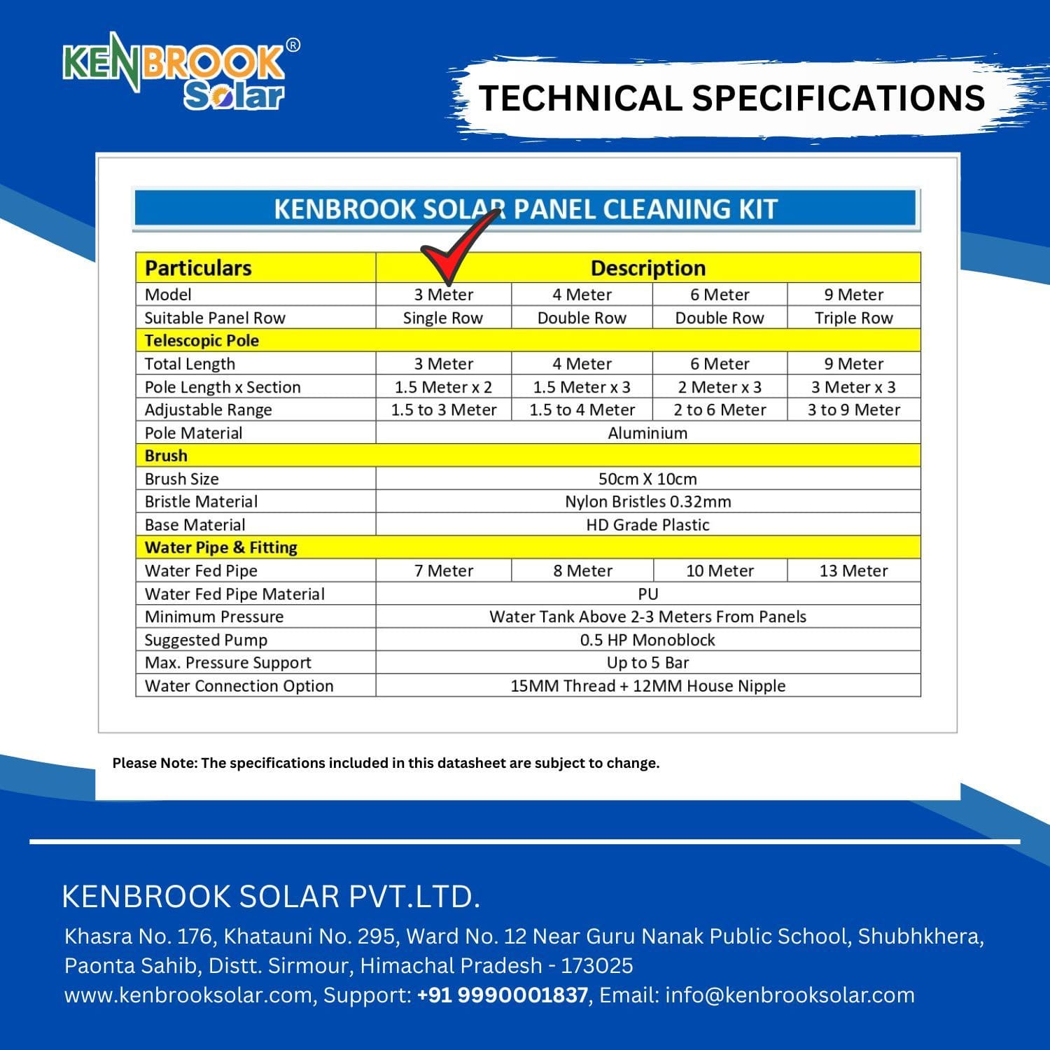 Technical Specifications of 3M Solar Panel Cleaning Kit
