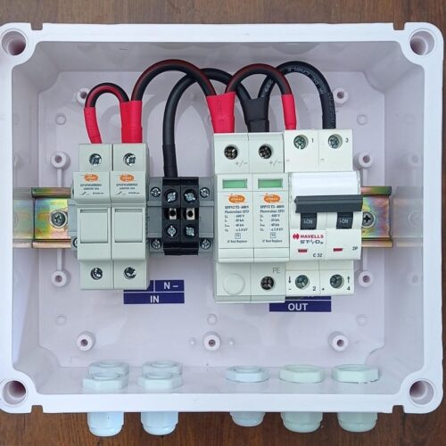 Kenbrook Solar AJB DCDB 2 in 1 out 600V Inbuilt 2 x 20A Fuses, 600V SPD, 32A MCB (2 Series/String x up to 12 Panels Max.) (With MCB, 2IN1 600V)