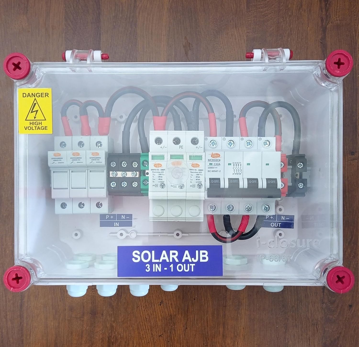 Kenbrook Solar AJB DCDB 3 in 1 out 1000V Inbuilt 3 x 20A Fuses, 1000V SPD and MCB ( 3 Series/String x up to 20 Panels Max.) (with MCB,3In1000) - Image 2
