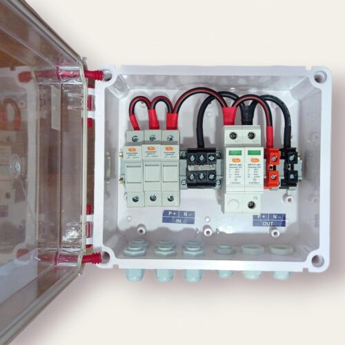Kenbrook Solar AJB DCDB 3 in 1 out 600V Inbuilt 3 x 20A Elmex Fuses, 600V Elmex SPD ( 3 Series/String x up to 12 Panels Max.)