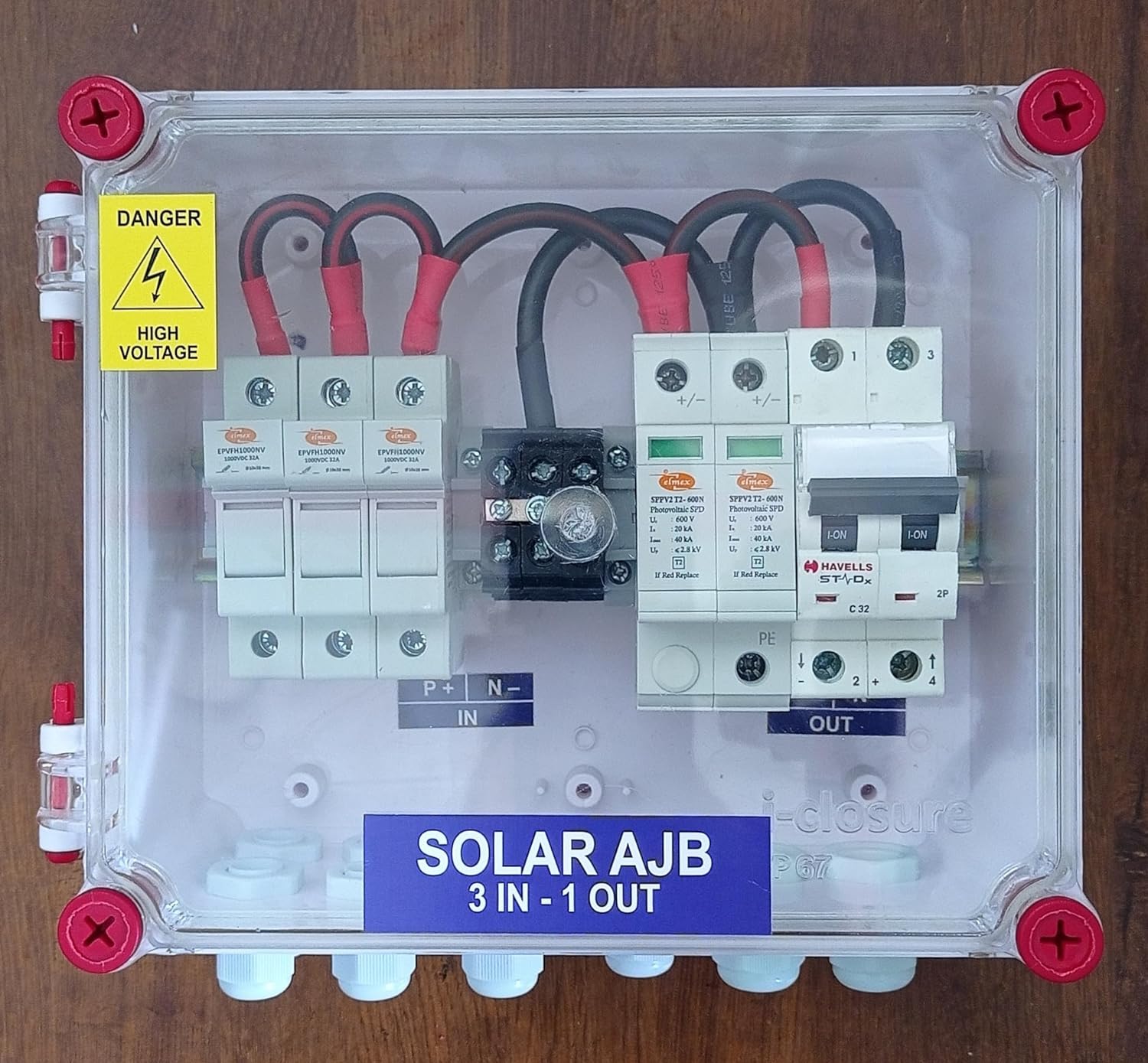 Kenbrook Solar AJB DCDB 3 in 1 Out 600V Inbuilt 3 x 20A Fuses, 600V SPD and MCB (3 Series/String x up to 12 Panels Max.) (with MCB, 3IN1 600V) - Image 2