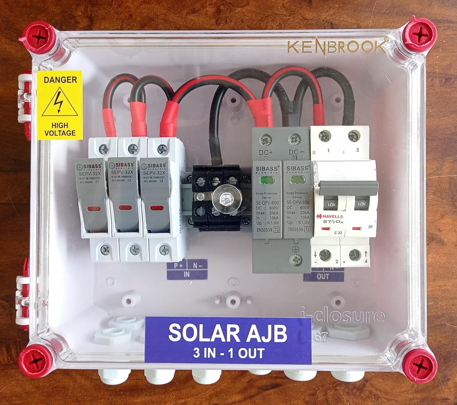 AJB DCDB 3 in 1 out 600v Sibass Havells MCB 32A