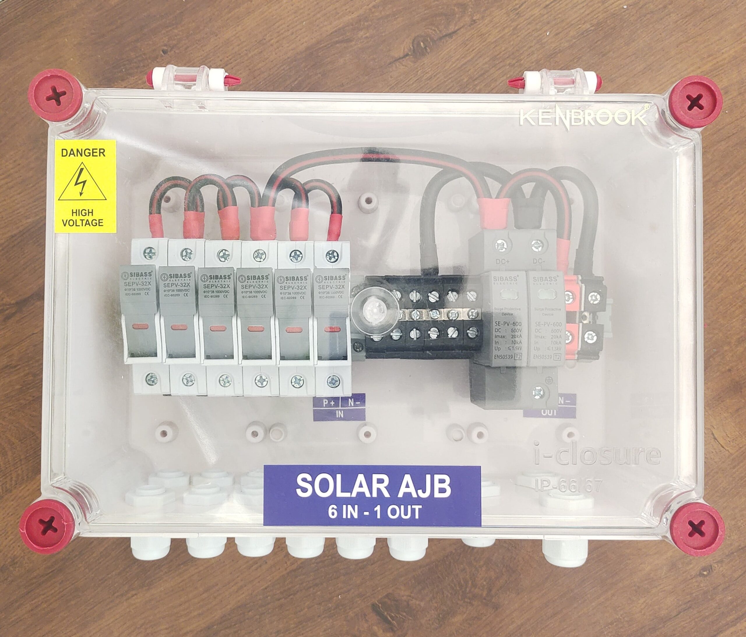 Kenbrook Solar AJB DCDB 6 in 1 Out 600V Inbuilt 6 x 20A Sibass Fuses, Sibass 600V SPD (3 Series/String x up to 12 Panels Max.) (6IN1 600V) - Image 2