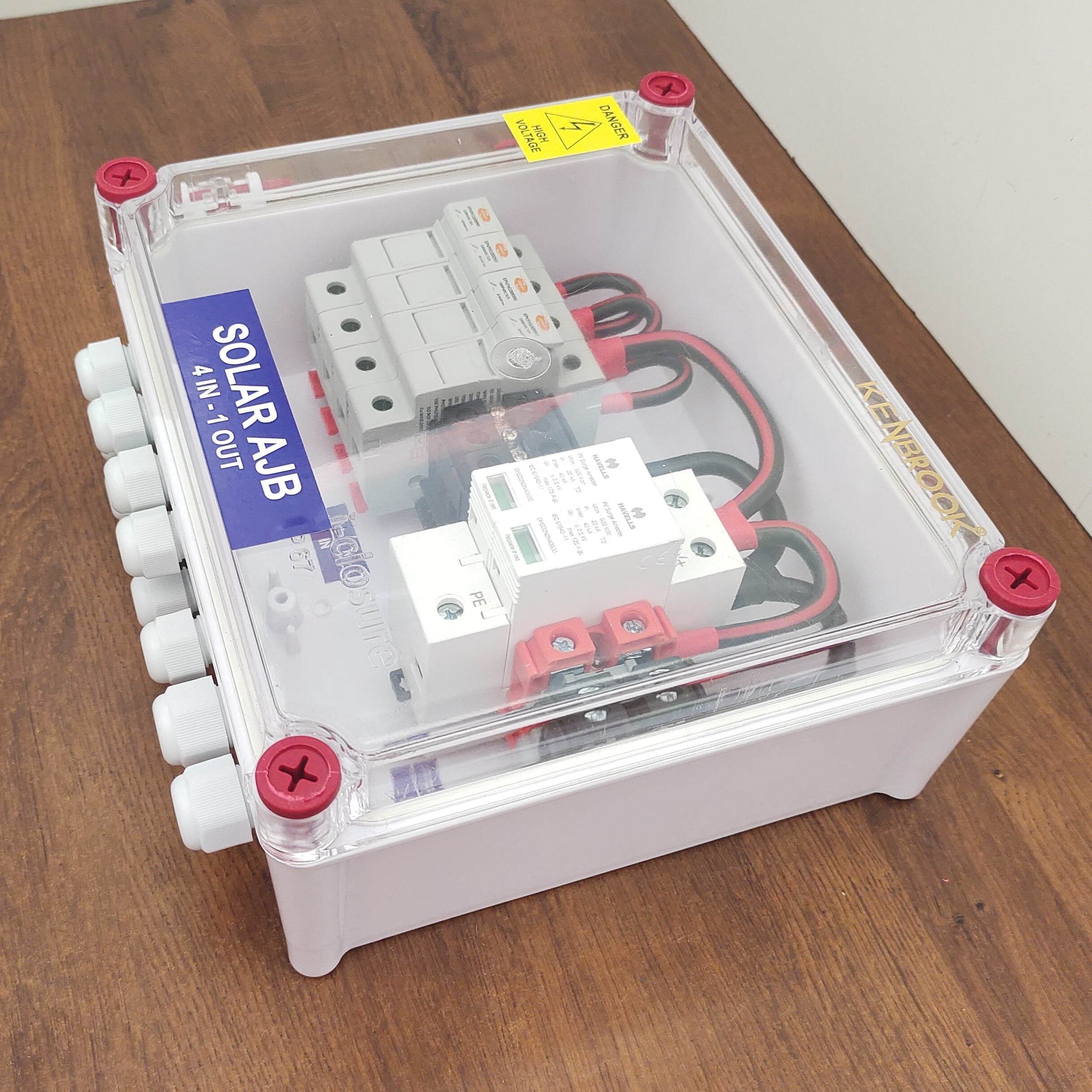Kenbrook Solar AJB DCDB 4 in 1 out 600V Inbuilt Elmex Fuses 4 x 20A , Havells SPD 600V ( 4 Series/String x up to 12 Panels Max.) - Image 4