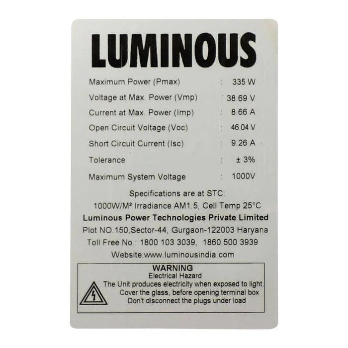 335 watt Luminous Mono Panel