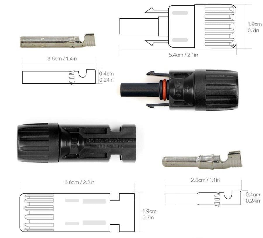 Kenbrook MC4 Solar Connector diagram