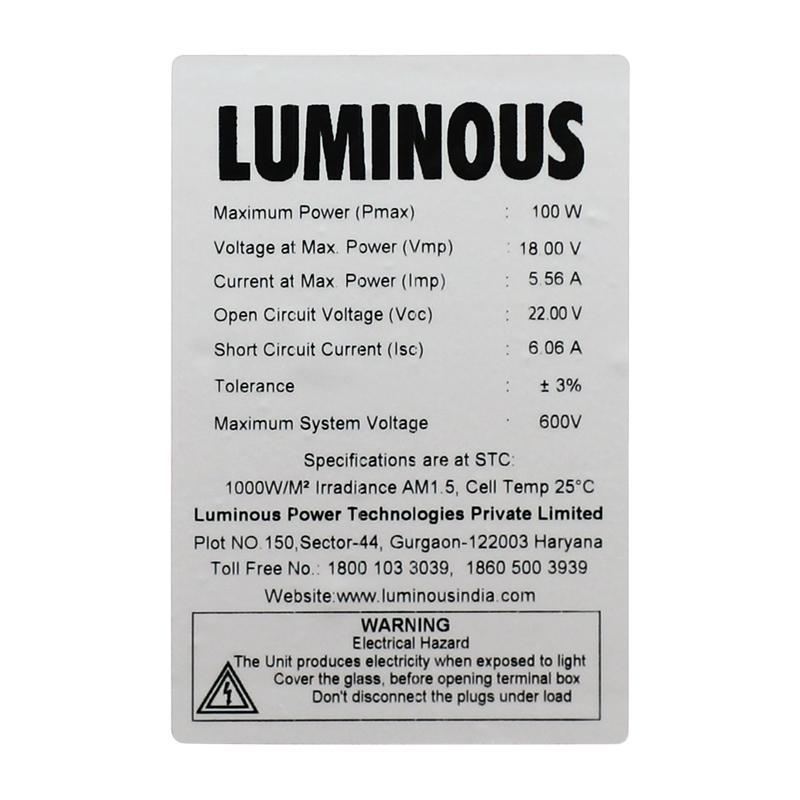 100 watt Luminous Solar System Price (350 VA) - Image 2